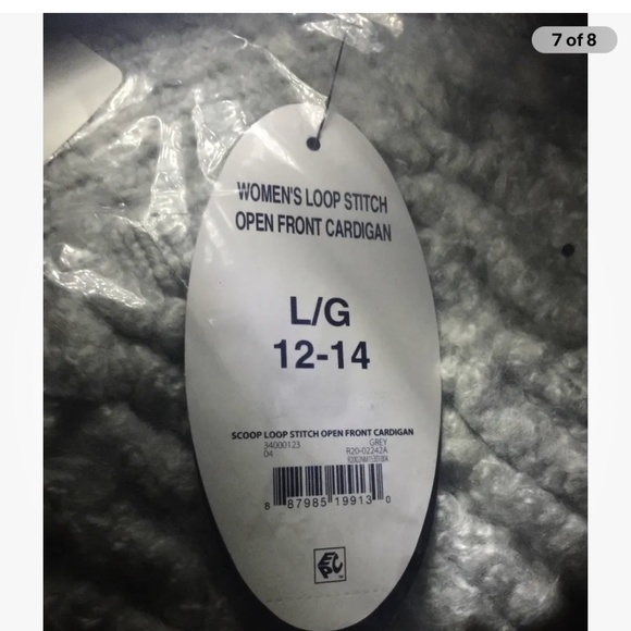 Scoop Women’s Gray Loop Stitch Shaggy Open Front Cardigan Size Large (12-14) NEW - Picture 7 of 8